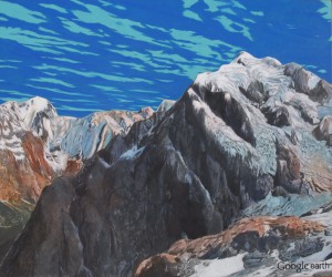 山口俊郎「Google Earth Painting -Mt.tutoko-」60.6×72.7cm　油彩、キャンバス