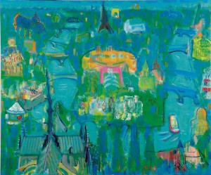 「パリ　セーヌの流れ」181.8×227.3cm　油彩、キャンバス