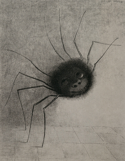 オディロン・ルドン「蜘蛛」1887年　リトグラフ、紙　岐阜県美術館蔵