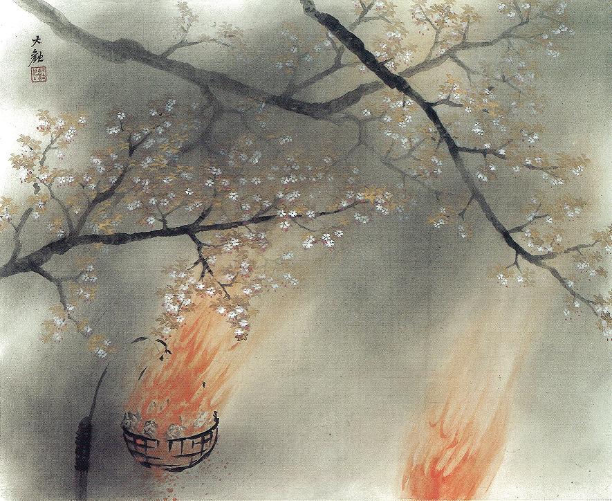 横山大観 「夜桜」 1947年 上原近代美術館蔵 