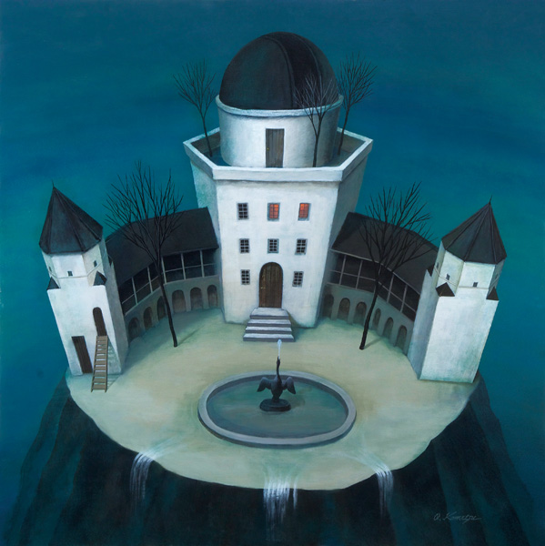 「溢れる水の流れの先」30.9×30.9cm　アクリル