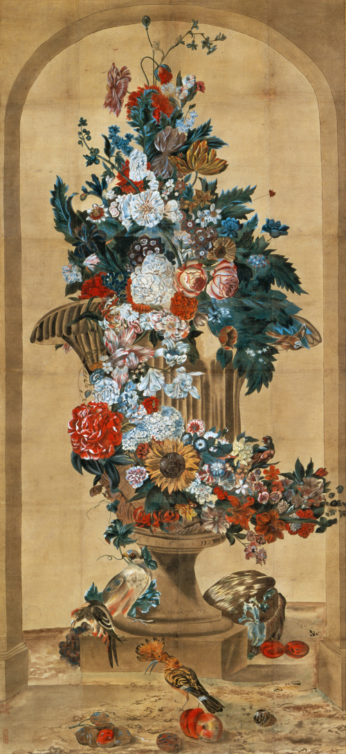 「ファン･ロイエン筆花鳥図模写」 一幅　江戸時代　18世紀末期～19世紀初期 神戸市立博物館蔵 