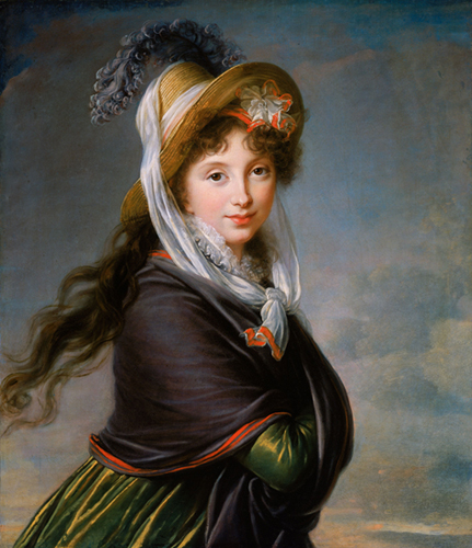 図1）マリー・ルイーズ・エリザベス・ヴィジェ=ルブラン「若い女の肖像（ウォロンゾフ伯爵夫人？）」1797年頃　油彩・カンヴァス　82.2  x 70.5 cm　Robert Dawson Evans Collection 17.3256
