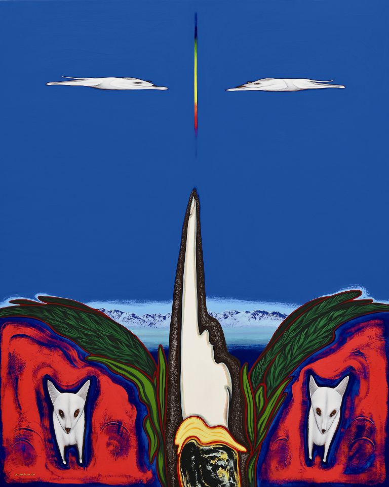 安達博文　「虹と連山」90.9×72.7cm