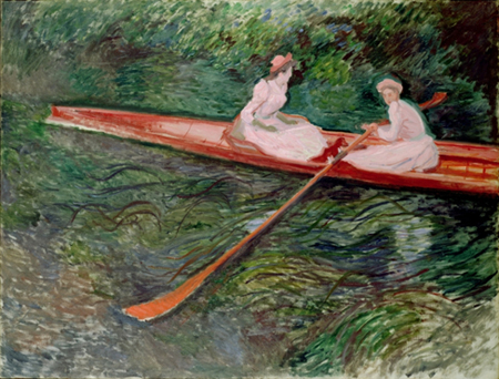 クロード・モネ「バラ色のボート」1890年 油彩、カンヴァス　135.3cm×176.5cm　ポーラ美術館