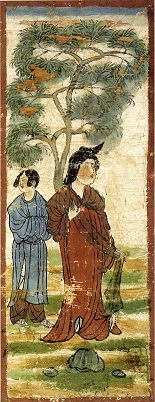 重文　樹下美人図　中国・唐時代8世紀 