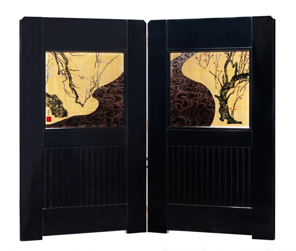 屏風　二曲一隻　尾形光琳画　琳派「紅白梅図屏風」　130×160×4cm