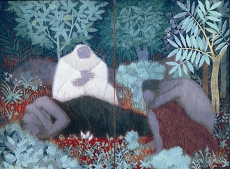 平山郁夫「天山南路(夜)」 紙本彩色　1960年　佐久市立近代美術館蔵