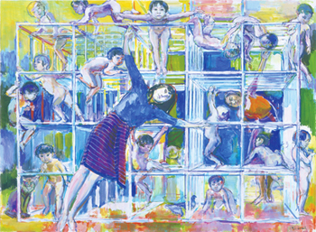 「林太郎の城」2012年　193.9×259.1cm　油彩、キャンバス
