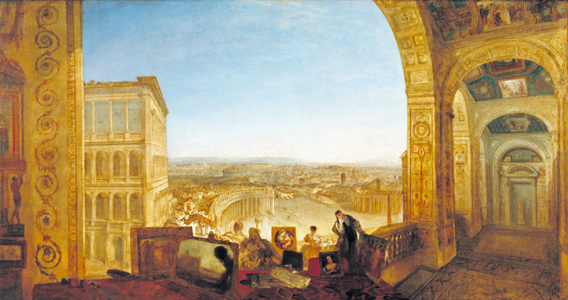 「ヴァティカンから望むローマ、ラ・フォルナリーナを伴って回廊装飾のための絵を準備するラファエロ」 1820年発表 油彩、カンヴァスⓒTate 2013-2014