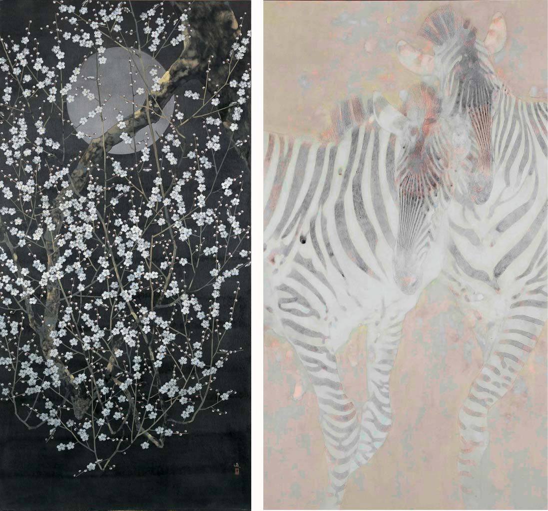 牧進 ｢寒月｣ 第5回 162.0×80.0 cm (左)/竹内浩一 ｢嫉妬｣ 第5回 160.0×90.0 cm (右)