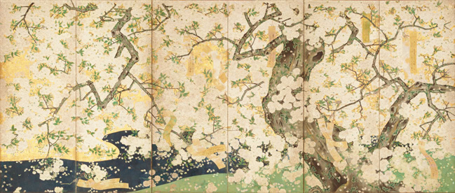 「吉野龍田図屏風」（右隻）　日本・江戸時代　17世紀　根津美術館蔵