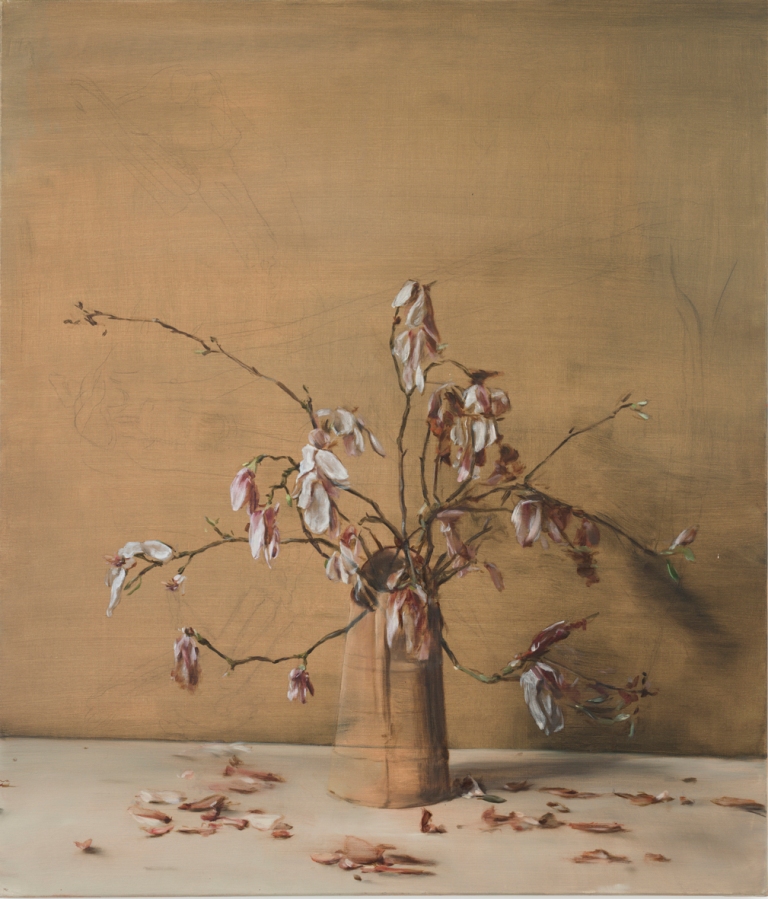 「Magnolias-(Ⅰ)」2012年、140×120cm、カンヴァスに油彩 (c)Michaël Borremans Courtesy Zeno X Gallery Antwerp Photo by Peter Cox 個人蔵 