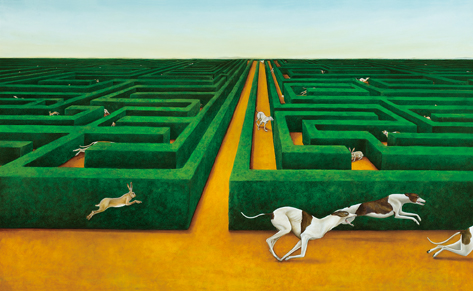 ［主体美術協会］榎本香菜子 「MAZE―私も、うさぎ―」（部分） 2013年　油彩、カンヴァス