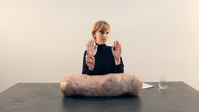 Video still from Hedwig Houben, The Hand, the Eye and It, 2013. Performance lecture. Video by Bas Schevers. Courtesy of Fons Welters Gallery, Amsterdam