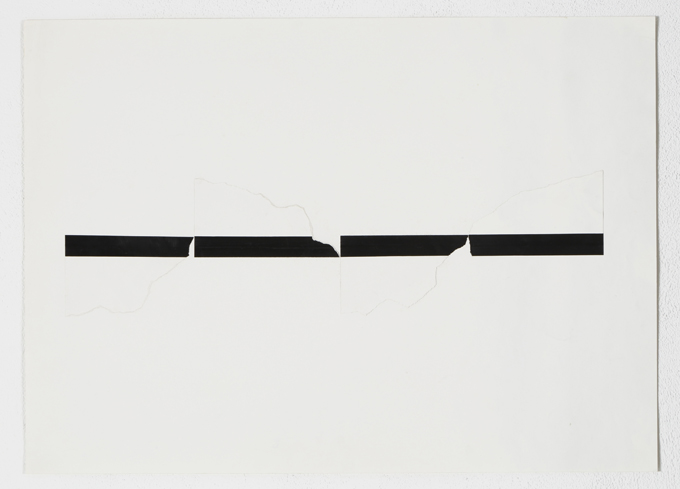 菅木志雄「四つの隅と一つの線分」1975,39.1x54.2cm, マジックペン、パステル、紙