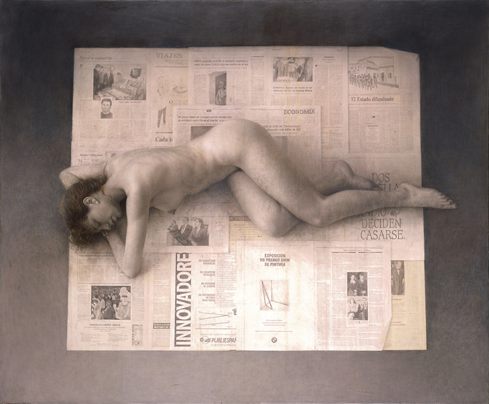 磯江毅「新聞紙の上の裸婦」1993-94年