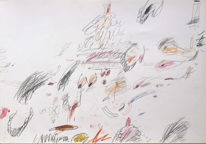 「Untitled（無題）」 1961-63 年 50×71ｃｍ 鉛筆、色鉛筆、ボールペン、紙 ©Cy Twombly Foundation