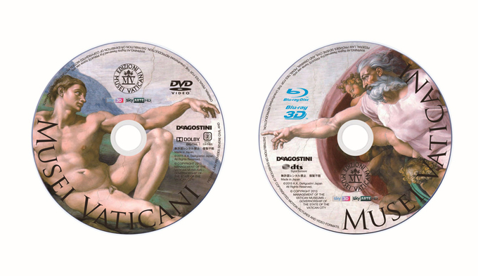 『ヴァチカン美術館』DVD盤面(左)、Blu-ray盤面(右)