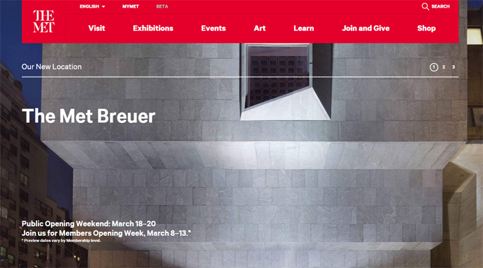 新しくなったメトロポリタン美術館のウェブサイト