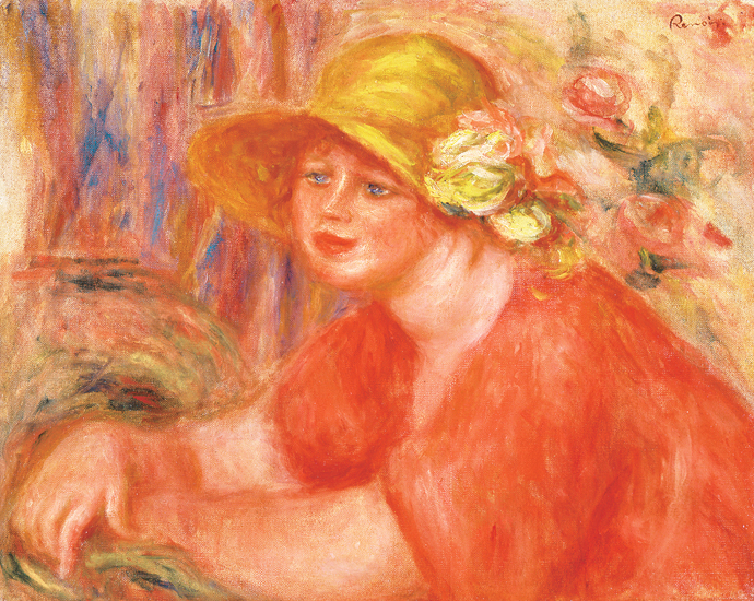 ピエール=オーギュスト・ルノワール《花のついた帽子の女》1917年