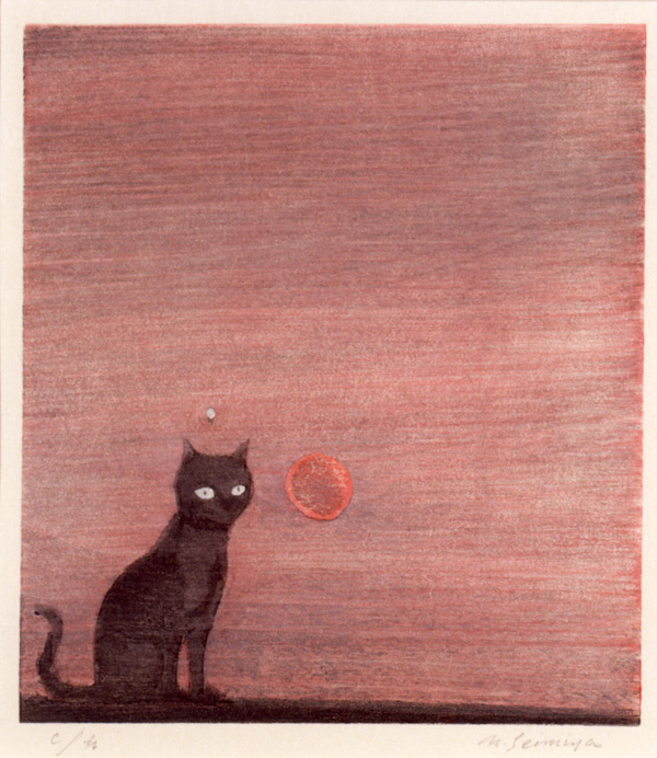「夕日と猫」1979年　茨城県近代美術館 照沼コレクション