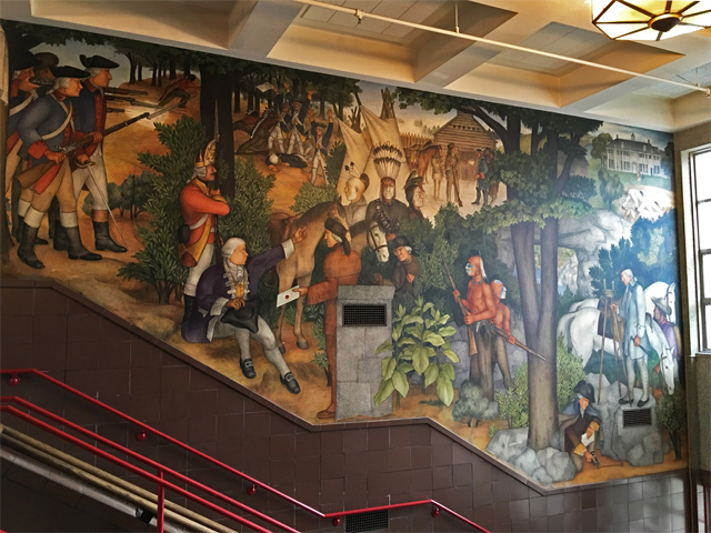 ヴィクター・アーノートフがサンフランシスコのジョージ・ワシントン高校で制作した壁画《ワシントン伝》1934年