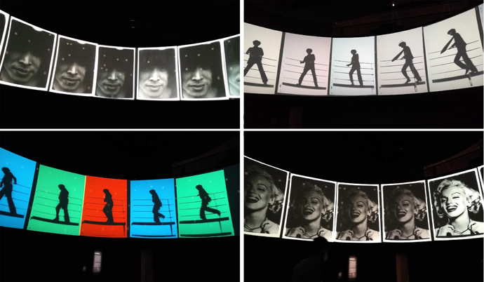 ガリバーの《シネマティック・イルミネーション》は様々なシネマ・イメージをスライドで投影する　筆者撮影 