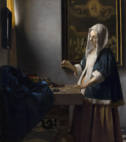 ヨハネス・フェルメール《天秤を持つ女》1662-64年頃　油彩　ナショナル・ギャラリー・オブ・アート（ワシントン）蔵