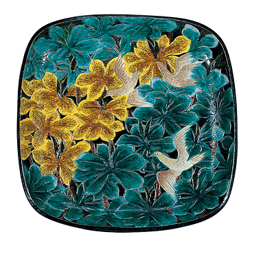 二代 浅蔵五十吉「樹間に遊ぶ  色絵飾皿」