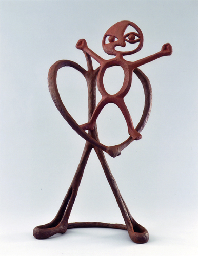 “生命力” “元気” “ユーモア” が藤森汎彫刻の表現テーマです。<br />
空間は美術にとって、開放と自由を意味します。空間は実材（石木金属等）と同価の造形要素です。空間とブロンズ線構成の子供像や人物像を、軽快なリズムとユーモアのある造形で表現しています。