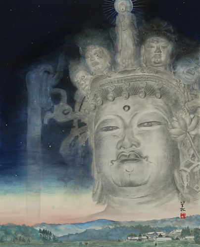 私達・人は頻度に個人差はあっても、常に「実在の世界」と「存在の世界」を往き来しています。<br />
目に見えない「実在の世界」に意識を置いた時、とても心が安らかになります。<br />
私にとってこの絵は苦しい時や病になった時に、傍らに置いて見ていたい絵です。