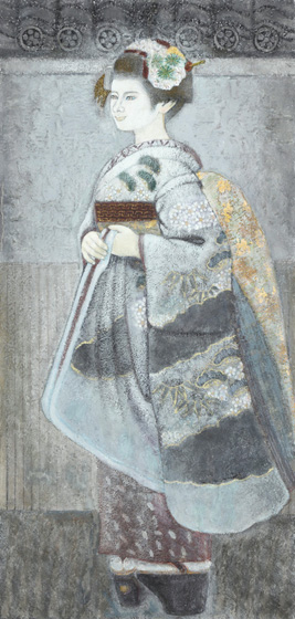 美人画の舞妓絵シリーズを描き進める一方で、現代感覚に拘った制作をしました。