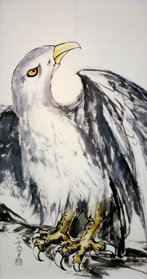 私の生まれた村に「白鷹山」という山がある。<br />
山形駅から白鷹山の肩を通って長井行の定期バスが今でもある。中学生の私は田圃の中にイーゼルを立て、恩師の桜井先生と並んでこの山を描いた。<br />
白鷹山を心の中に置きながら描いた心象風景が、この作品です。