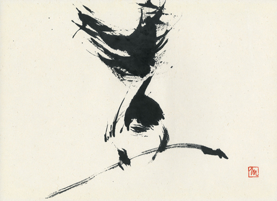 古事記より着想を得る。天照大神の命を受け、弟の須佐之男命が旅立つ。途中空腹となり食べ物の神様に食物を乞う。蔭から見ると、とんでもない処から出しているではないか。不浄なりと切り殺す。すると目から鼻から食物の種が飛び出す。農業の起源を表わす比喩である。其の「豆」を作品に。