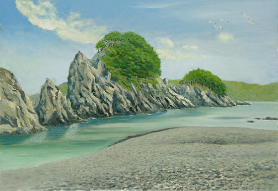 2011.3.11の大震災で未曽有の被災のあった東日本に友人達が居り、心配したが、皆無事であった。<br />
二度、慰問に行き、大津波にも負けず、凛ととしてそそり立つ国立公園、浄土ヶ浜の島々を、雨、風、余震に遭いながら描いた。不幸にも、犠牲になられたり、行方不明になられた多くの方々の魂をお慰め出来るようにと祈りつゝ…。