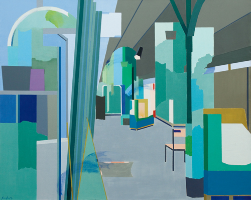 事実を絵の出発点として、構成を大切に、私自身の想いと場所や事物の精神が適合する点があれば、先に進めるのです。<br />
色彩はとても大切です。何枚かのエスキースのあと、油に描き進めてゆきます。「楽器工芸のある街」もその様な作品の中の一枚です。