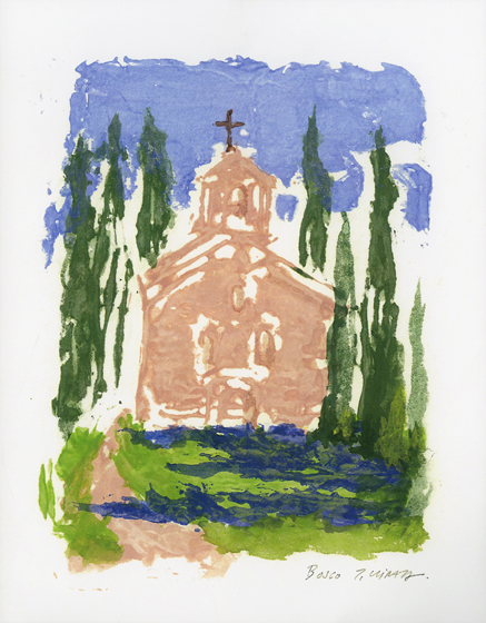 モンセラットの山々の下で一人佇むと、<br />
経験したことのない<br />
聖なる神秘を<br />
感ぜずにはいられない。<br />
小さな庭にあるベネディクト修道会の<br />
修道院の十字架が、<br />
道行く人を静かに見守っている。