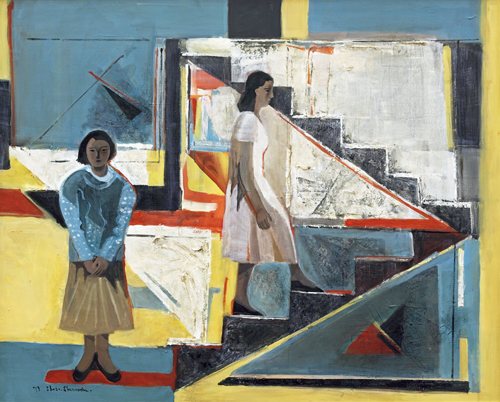 思えば絵画が私の中で大きくふくらんだのは、ヨーロッパ留学中であった。安井賞を受賞した翌年のことで心身ともに充実していて、あらゆるものを吸収したかった。生涯のテーマ［かたちびと］を続けようと思ったのもこの頃であり、人のいる生活空間の造形を40年も続けられたのは、これだけは人にゆずれないといった意志の力だと思っている。作品の数からみても、良くこれだけの作品をかいたと驚く。