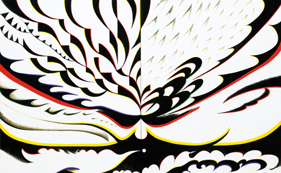 キャンバス地を残す表現で今回も抽象に取り組みました。そして200号と昨年の倍の大きさに挑戦！！<br />
襖絵の制作で大きさの勘はつかめても、表現する時間と体力はさすがに重いものがありました。